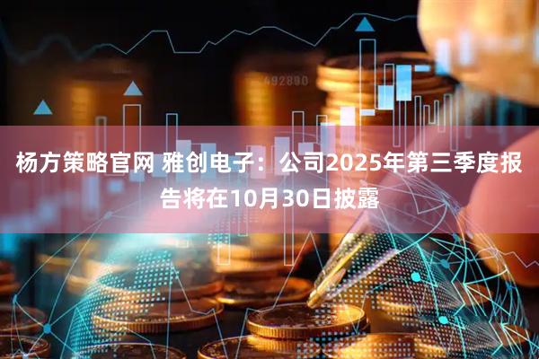 杨方策略官网 雅创电子：公司2025年第三季度报告将在10月30日披露