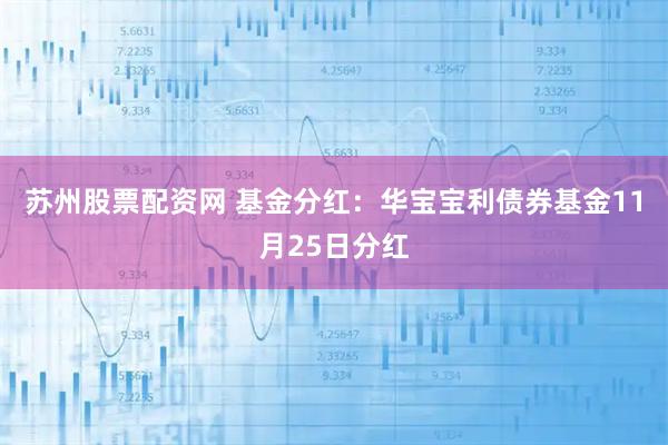 苏州股票配资网 基金分红：华宝宝利债券基金11月25日分红
